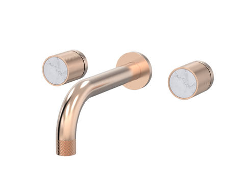 Tapware ParTaps IDK Marble Wall Basin Set - No Plate Colour: Brushed Rose Gold Insert: Bianco Marble Place & Palette