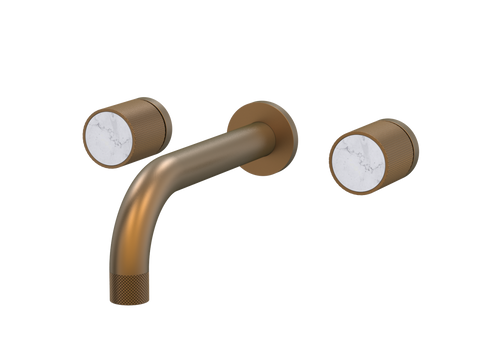 Tapware ParTaps IDK Marble Wall Basin Set - No Plate Colour: Burnished Insert: Bianco Marble Place & Palette