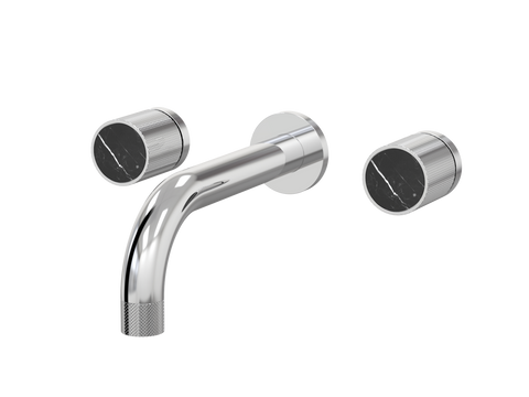 Tapware ParTaps IDK Marble Wall Basin Set - No Plate Colour: Chrome Insert: Nero Marble Place & Palette