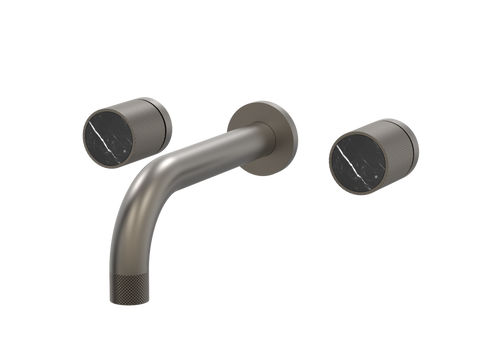 Tapware ParTaps IDK Marble Wall Basin Set - No Plate Colour: Gunmetal Insert: Nero Marble Place & Palette
