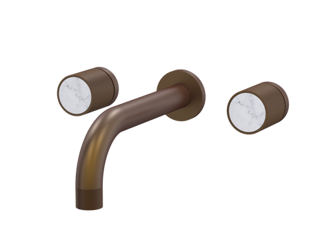 Tapware ParTaps IDK Marble Wall Basin Set - No Plate Colour: Native Brass Insert: Bianco Marble Place & Palette