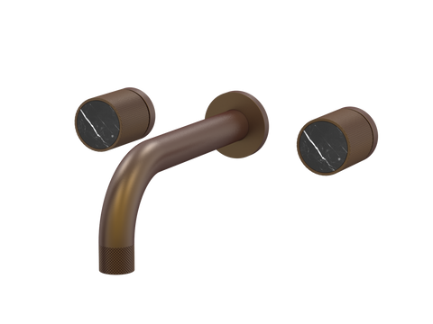 Tapware ParTaps IDK Marble Wall Basin Set - No Plate Colour: Native Brass Insert: Nero Marble Place & Palette