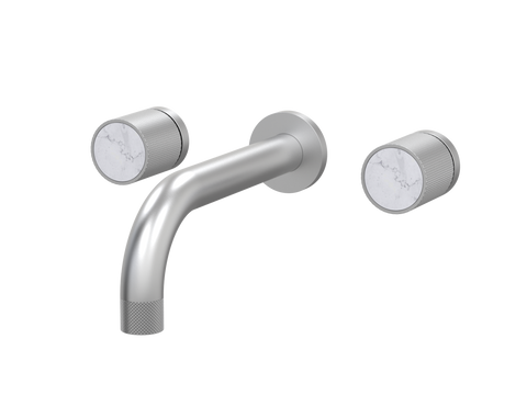 Tapware ParTaps IDK Marble Wall Basin Set - No Plate Colour: Satin Pearl Insert: Bianco Marble Place & Palette