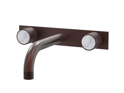 Tapware ParTaps IDK Marble Wall Basin Set - On Plate Colour: Antique Copper Insert: Bianco Marble Place & Palette