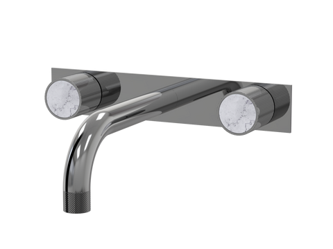 Tapware ParTaps IDK Marble Wall Basin Set - On Plate Colour: Black Sapphire Insert: Bianco Marble Place & Palette