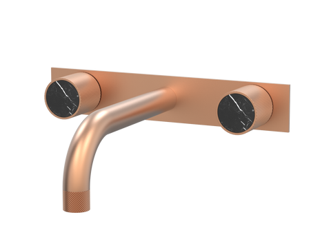 Tapware ParTaps IDK Marble Wall Basin Set - On Plate Colour: Brushed Copper Insert: Nero Marble Place & Palette