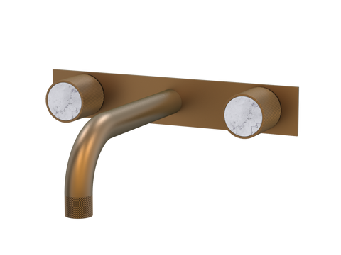 Tapware ParTaps IDK Marble Wall Basin Set - On Plate Colour: Burnished Insert: Bianco Marble Place & Palette
