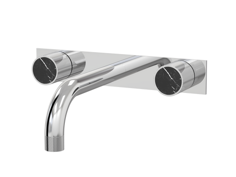 Tapware ParTaps IDK Marble Wall Basin Set - On Plate Colour: Chrome Insert: Nero Marble Place & Palette