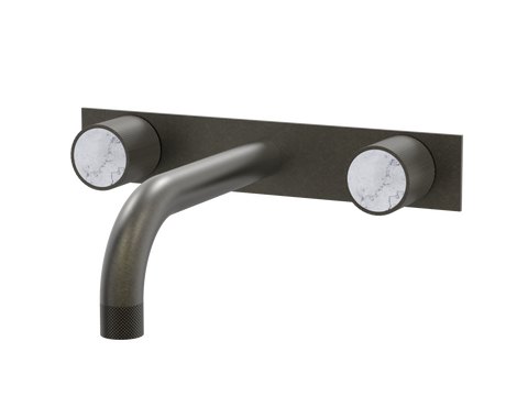 Tapware ParTaps IDK Marble Wall Basin Set - On Plate Colour: Volcanic Grey Insert: Bianco Marble Place & Palette