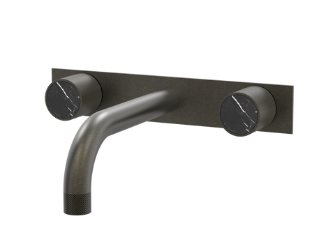 Tapware ParTaps IDK Marble Wall Basin Set - On Plate Colour: Volcanic Grey Insert: Nero Marble Place & Palette