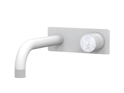 Tapware ParTaps IDK Marble Wall Bath Mixer Set On Plate - Bianco Marble Colour: Chrome Size: 160mm Place & Palette