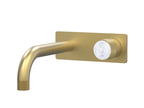 Tapware ParTaps IDK Marble Wall Bath Mixer Set On Plate - Bianco Marble Colour: Chrome Size: 160mm Place & Palette