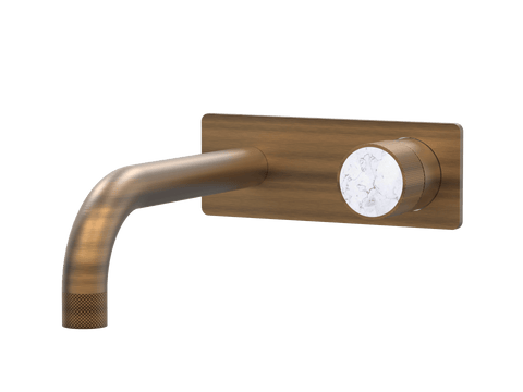 Tapware ParTaps IDK Marble Wall Bath Mixer Set On Plate - Bianco Marble Colour: Chrome Size: 160mm Place & Palette