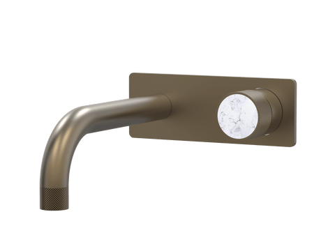 Tapware ParTaps IDK Marble Wall Bath Mixer Set On Plate - Bianco Marble Colour: Antique Bronze Size: 160mm Place & Palette