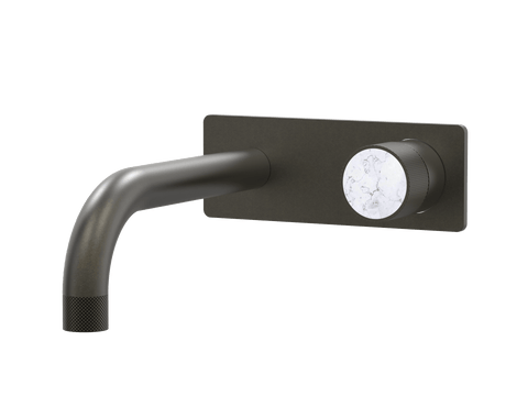 Tapware ParTaps IDK Marble Wall Bath Mixer Set On Plate - Bianco Marble Colour: Volcanic Grey Size: 160mm Place & Palette