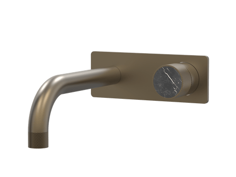 Tapware ParTaps IDK Marble Wall Bath Mixer Set On Plate - Nero Marble Colour: Antique Bronze Size: 160mm Place & Palette