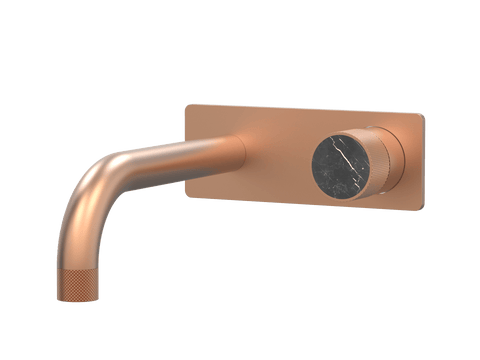 Tapware ParTaps IDK Marble Wall Bath Mixer Set On Plate - Nero Marble Colour: Brushed Copper Size: 160mm Place & Palette