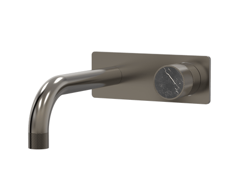 Tapware ParTaps IDK Marble Wall Bath Mixer Set On Plate - Nero Marble Colour: Brushed Gunmetal Size: 160mm Place & Palette