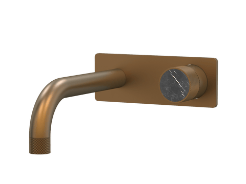 Tapware ParTaps IDK Marble Wall Bath Mixer Set On Plate - Nero Marble Colour: Burnished Size: 160mm Place & Palette