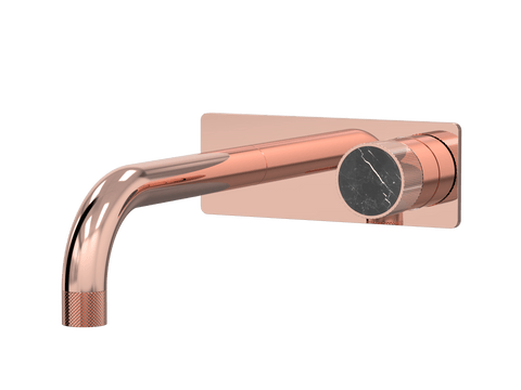Tapware ParTaps IDK Marble Wall Bath Mixer Set On Plate - Nero Marble Colour: Copper Size: 160mm Place & Palette