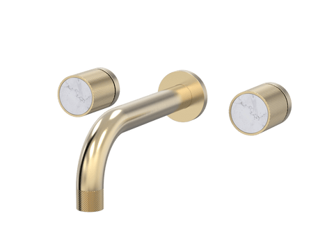 Tapware ParTaps IDK Marble Wall Bath Set - Bianco Marble Colour: Brushed Brass Gold Size: 160mm Place & Palette