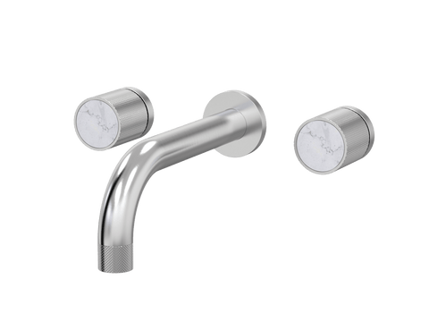Tapware ParTaps IDK Marble Wall Bath Set - Bianco Marble Colour: Brushed Chrome Size: 160mm Place & Palette
