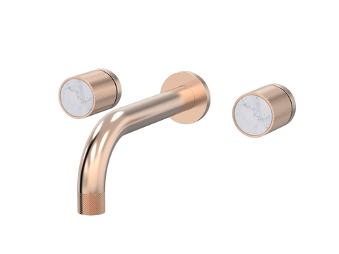 Tapware ParTaps IDK Marble Wall Bath Set - Bianco Marble Colour: Brushed Rose Gold Size: 160mm Place & Palette