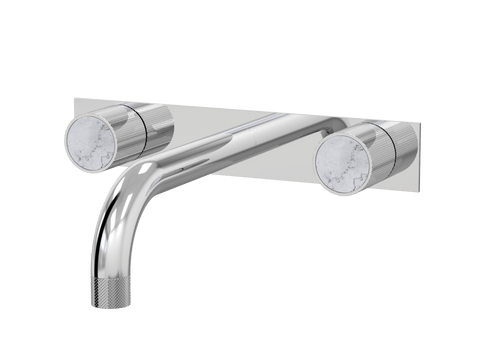 Tapware ParTaps IDK Marble Wall Bath Set - Bianco Marble Colour: Chrome Size: 160mm Place & Palette