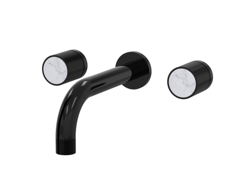 Tapware ParTaps IDK Marble Wall Bath Set - Bianco Marble Colour: Midnight Black Size: 160mm Place & Palette