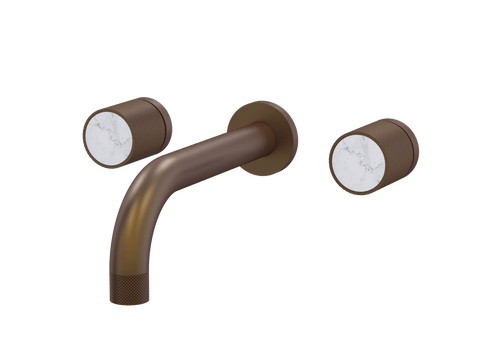 Tapware ParTaps IDK Marble Wall Bath Set - Bianco Marble Colour: Native Brass Size: 160mm Place & Palette