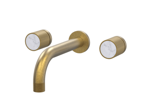 Tapware ParTaps IDK Marble Wall Bath Set - Bianco Marble Colour: Rumbled Brass Size: 250mm Place & Palette