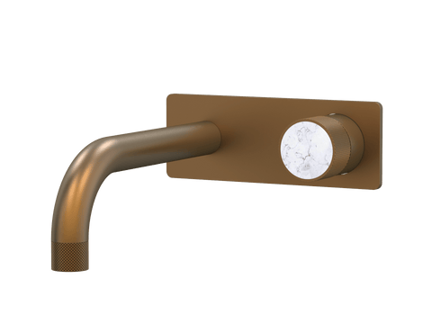 Tapware ParTaps IDK Marble Wall Mixer Basin Set On Plate - Bianco Marble Colour: Burnished Size: 200mm Place & Palette