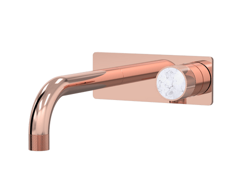 Tapware ParTaps IDK Marble Wall Mixer Basin Set On Plate - Bianco Marble Colour: Copper Size: 200mm Place & Palette