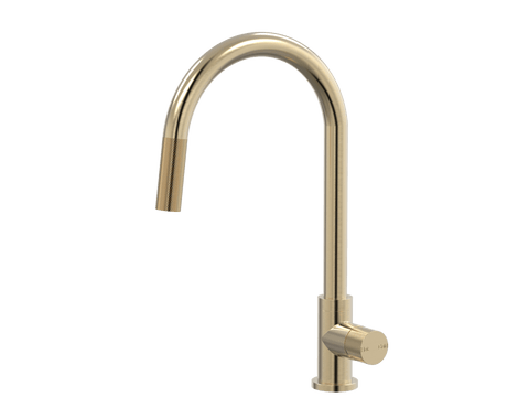 Tapware ParTaps IDK Sink Pull-Out Mixer Colour: Brushed Brass Gold Style: Gooseneck Place & Palette