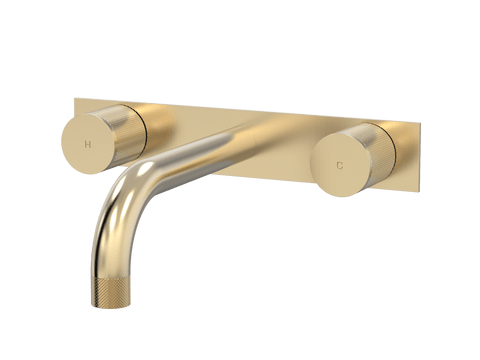 Tapware ParTaps IDK Wall Basin Set Colour: Brushed Brass Gold Style: On Plate Place & Palette