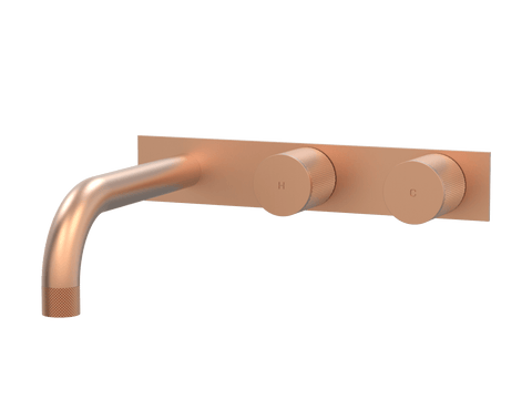 Tapware ParTaps IDK Wall Basin Set Colour: Brushed Copper Style: On Plate - Offset Place & Palette