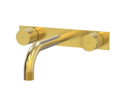 Tapware ParTaps IDK Wall Basin Set Colour: Brushed Gold Style: On Plate Place & Palette