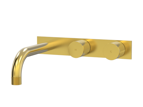 Tapware ParTaps IDK Wall Basin Set Colour: Brushed Gold Style: On Plate - Offset Place & Palette