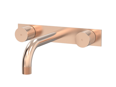 Tapware ParTaps IDK Wall Basin Set Colour: Brushed Rose Gold Style: On Plate Place & Palette