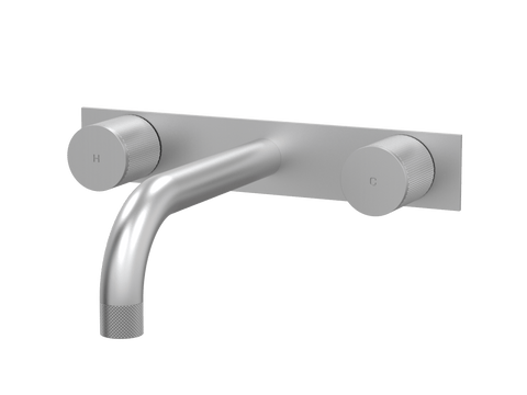 Tapware ParTaps IDK Wall Basin Set Colour: Satin Pearl Style: On Plate Place & Palette