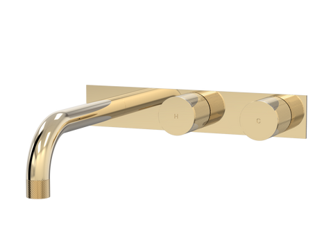 Tapware ParTaps IDK Wall Bath Set - On Plate (Offset) Colour: Brass Gold Size: 250mm Place & Palette