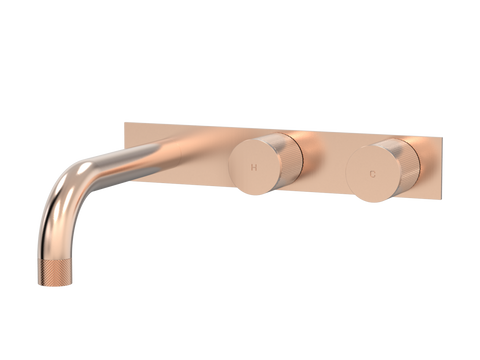 Tapware ParTaps IDK Wall Bath Set - On Plate (Offset) Colour: Brushed Rose Gold Size: 160mm Place & Palette