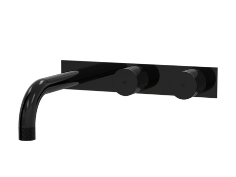 Tapware ParTaps IDK Wall Bath Set - On Plate (Offset) Colour: Midnight Black Size: 200mm Place & Palette
