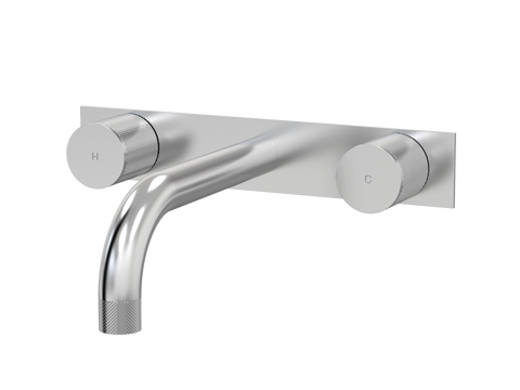 Tapware ParTaps IDK Wall Bath Set - On Plate Colour: Brushed Chrome Size: 200mm Place & Palette