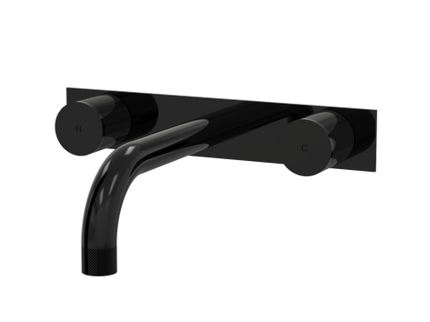 Tapware ParTaps IDK Wall Bath Set - On Plate Colour: Midnight Black Size: 250mm Place & Palette