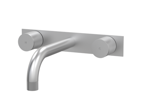Tapware ParTaps IDK Wall Bath Set - On Plate Colour: Satin Pearl Size: 250mm Place & Palette