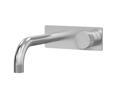 Tapware ParTaps IDK Wall Mixer Basin Set On Plate - 90 Degree Colour: Brushed Chrome Size: 200mm Place & Palette