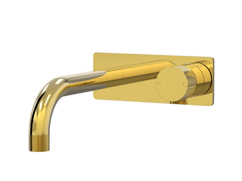 Tapware ParTaps IDK Wall Mixer Basin Set On Plate - 90 Degree Colour: Gold Size: 200mm Place & Palette