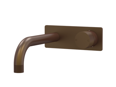 Tapware ParTaps IDK Wall Mixer Basin Set On Plate - 90 Degree Colour: Native Brass Size: 200mm Place & Palette