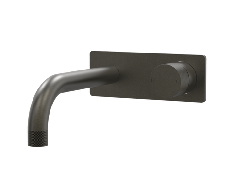 Tapware ParTaps IDK Wall Mixer Basin Set On Plate - 90 Degree Colour: Volcanic Grey Size: 200mm Place & Palette